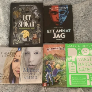 Böcker  - Lästa och olästa böcker på svenska. 1 för 20, 2 för 30, 3 för 40, ALLA för 50. Medela innan du köper, då jag skapar ny annons för DITT köp.   Minnet av vatten såld