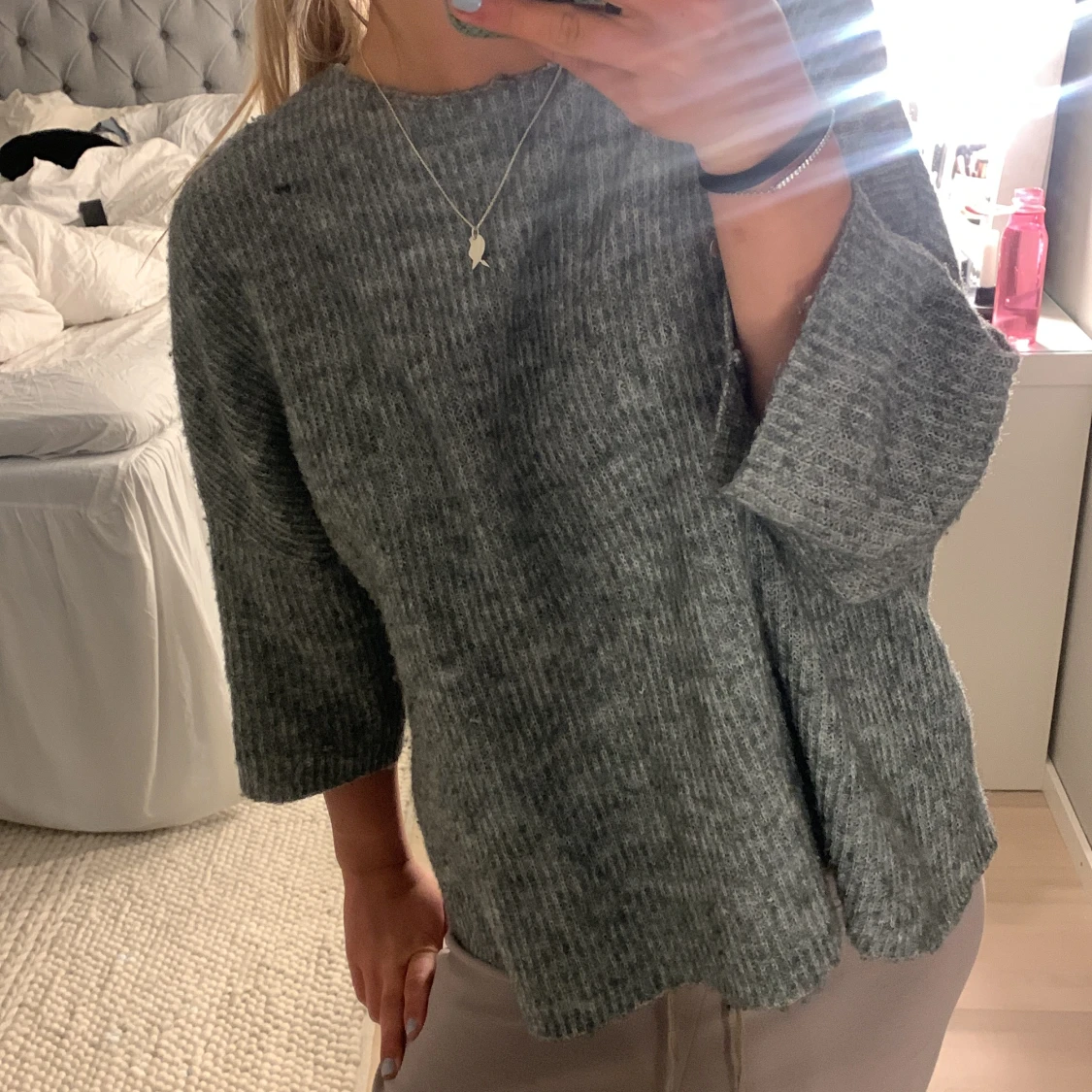 Trekvartsärmad stickad tröja  - 90