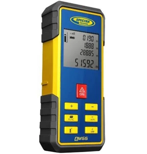 Spectra qm55 laser avståndsmätare - Spectra precision qm55 är en snabb exakt laseravdtåndsmätare avsedd för inomhusbruk.  Funktionerna inkluderar funktioner för area, volym och Pythagoras för indirekta mätningar.  Den är designad och byggd för den tuffa byggmiljön.  Toppskick! Nypris 1300:-