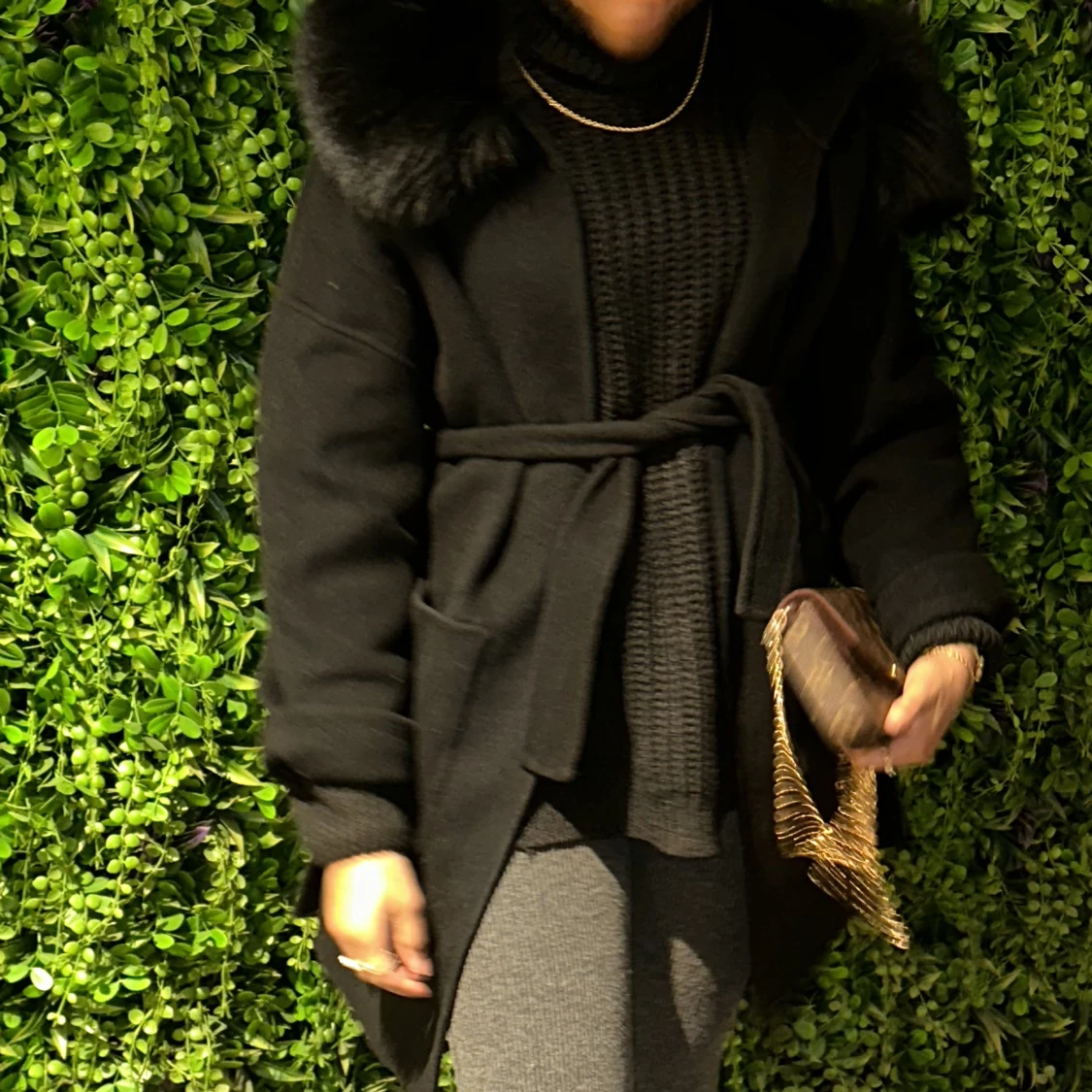 Ull kappa med päls krage - 91