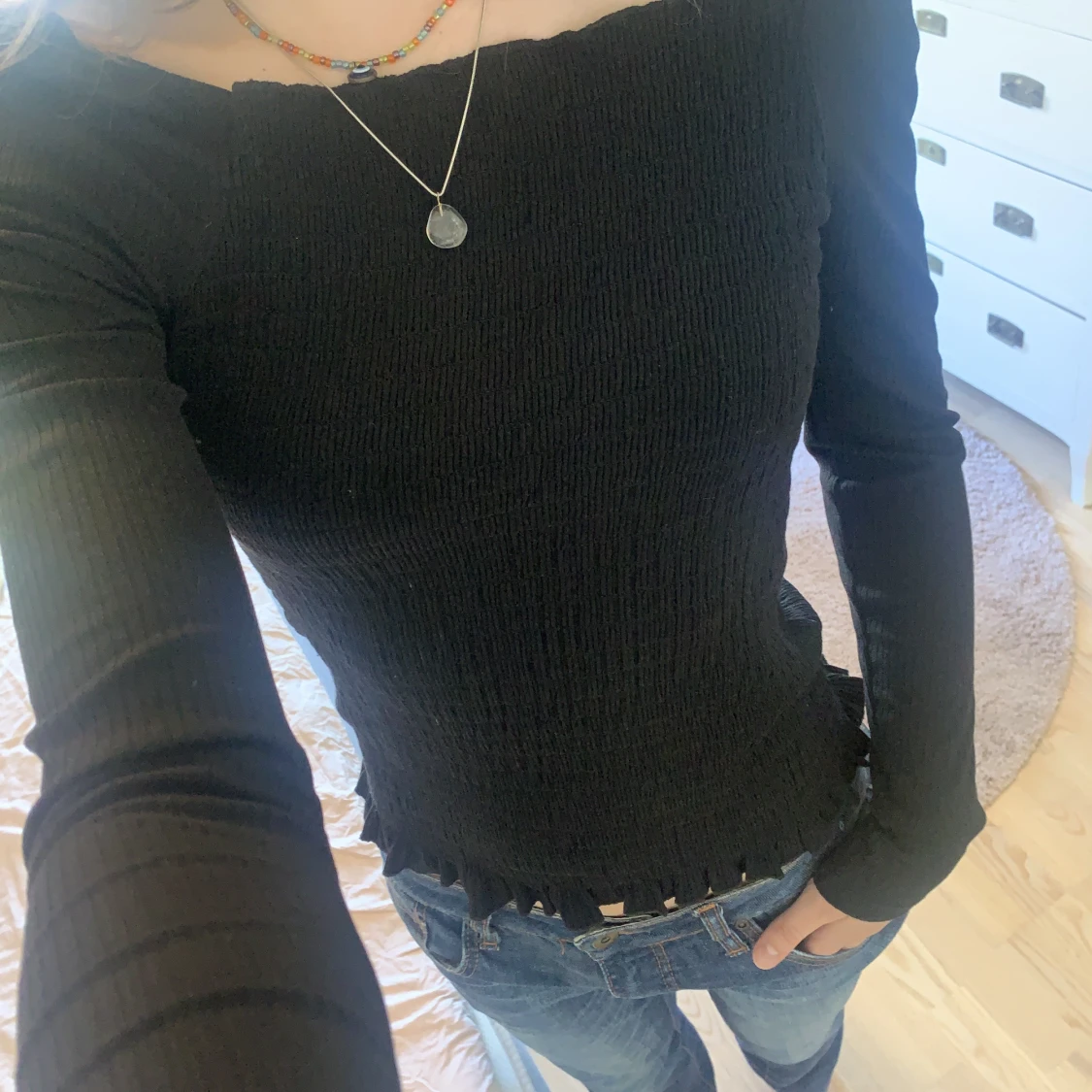 Stretchig svart topp - 91