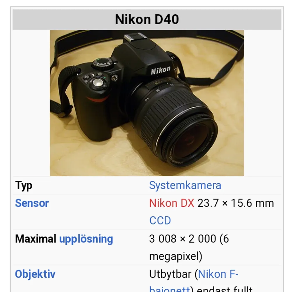 Nikon D40 systemkamera . Accessoarer.