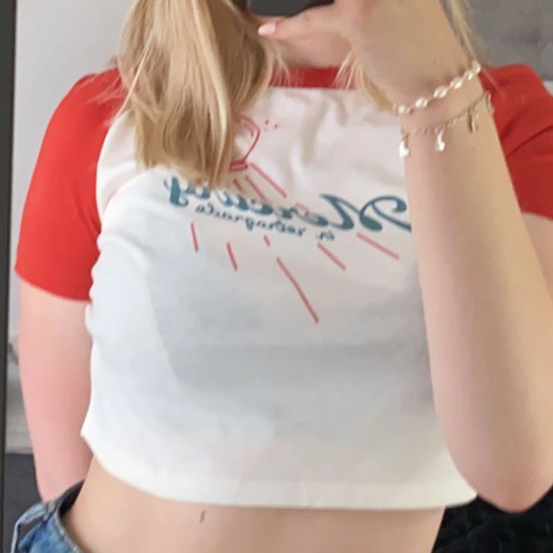 Vit och röd topp - 90