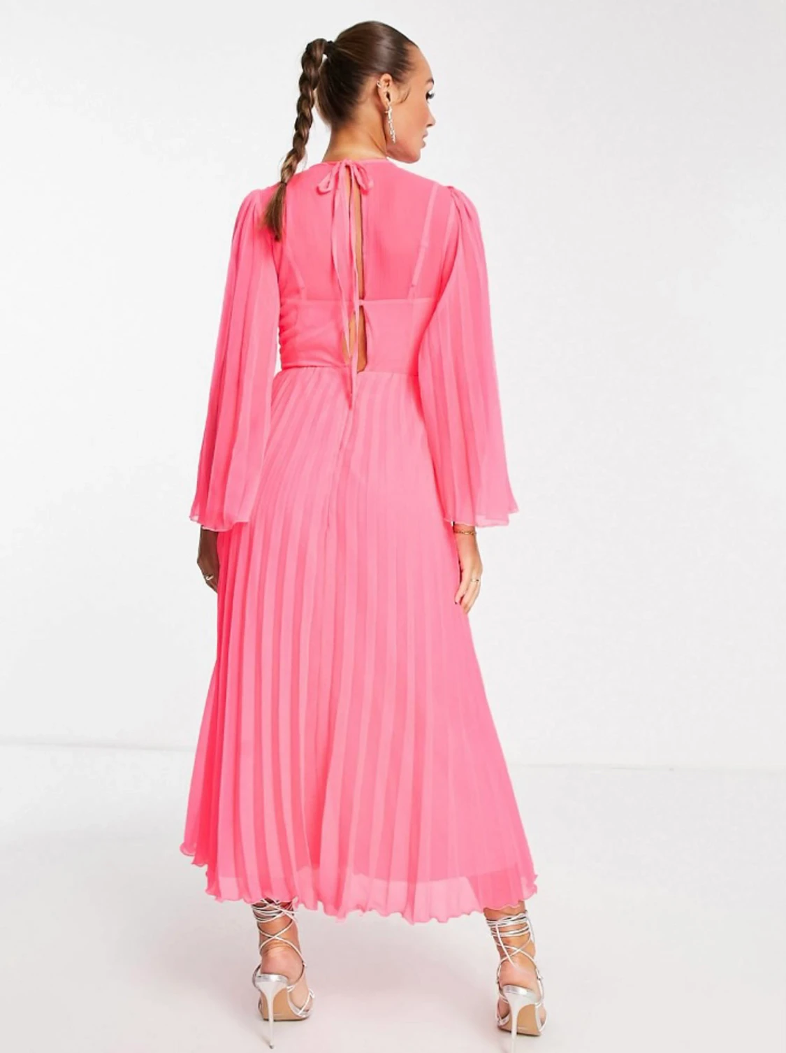 Asos Design - Rosa Plisserad Midiklänning🩷 - 90