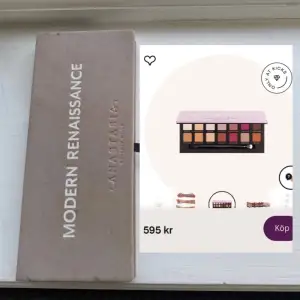 Anastasia eyeshadow i färgen modern renaissance. Köpte för 2 veckor sedan inför event använd typ 10 gånger men mycket produkt kvar. Nypris på kicks ca. 600 kr. Borden är borta. Super fina pigmenterade skuggor i fina neutrala bruna/rosa färger 