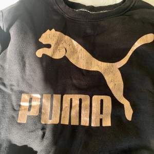 Tröja från Puma i svart och roséguld, strl S.   Trycket har börjat krackelera något men i övrigt i mycket gott skick.