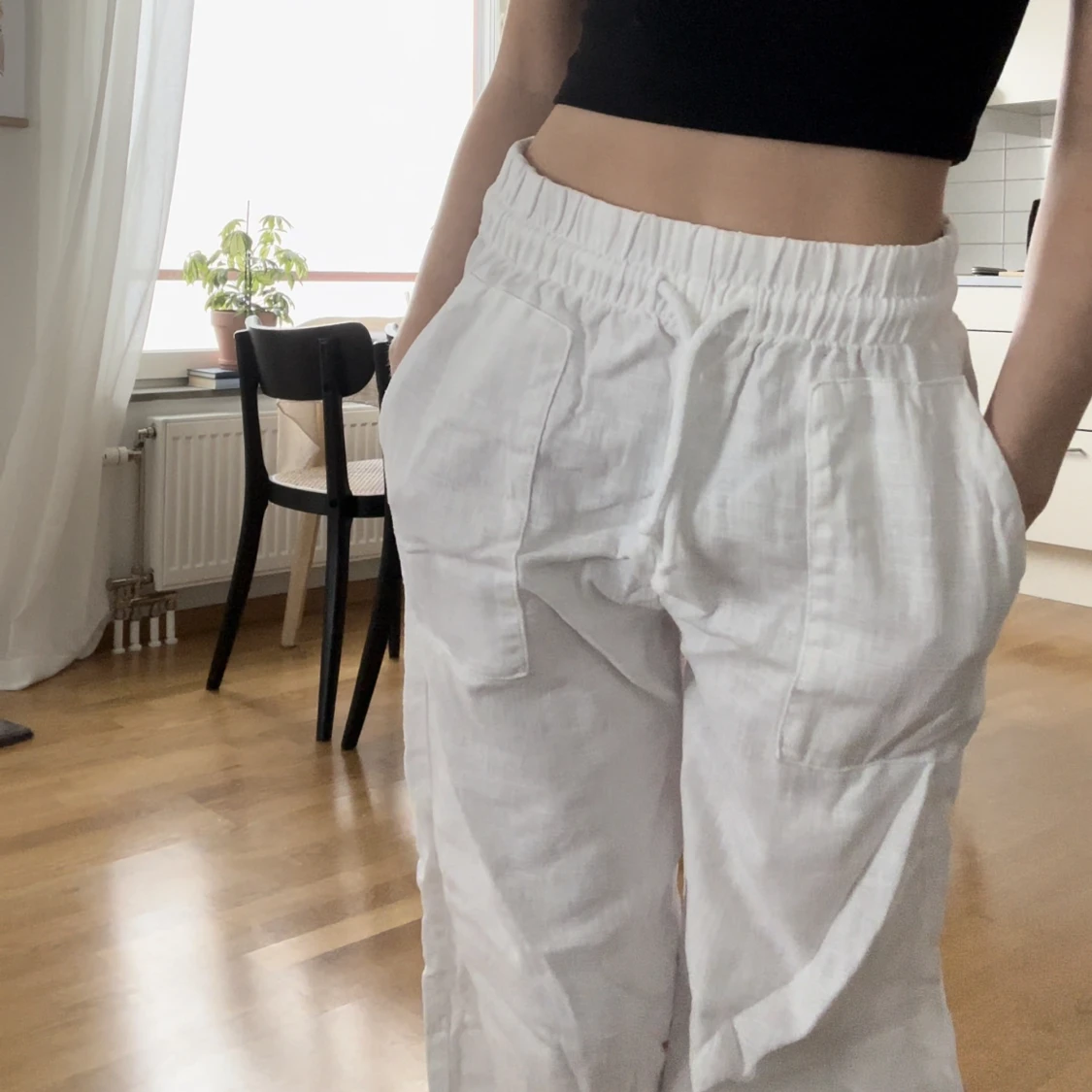 Vita linnebyxor - 90