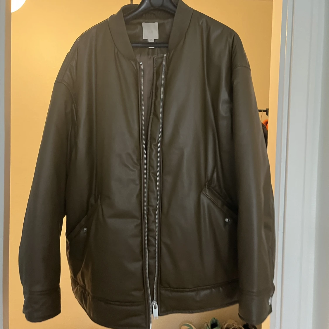 Oversized skinn jacka