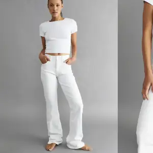 Vita flare jeans från gina, endast använda en gång, storlek 38 men rätt små i storleken