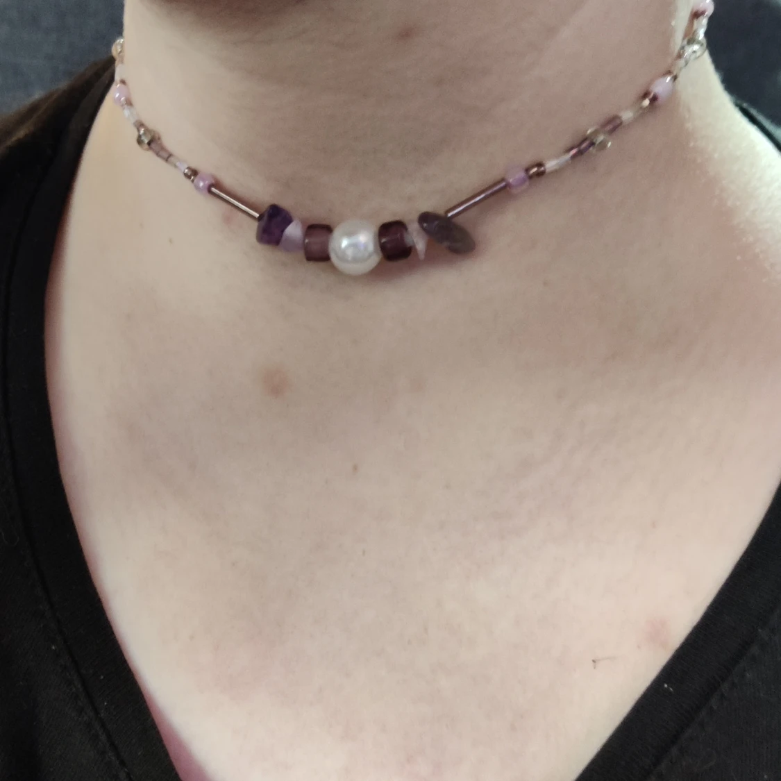 Choker with natural ametist and rose quarz 🍇 - 91