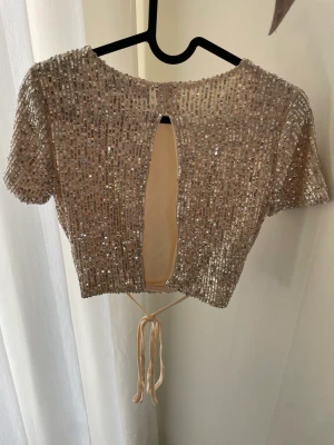 Glitter topp - Glitter tröja/topp, Knyte vid ryggen, Använd 1 gång, Storlek XS/S, Pris kan diskuteras, Passa på o köp!!!!!