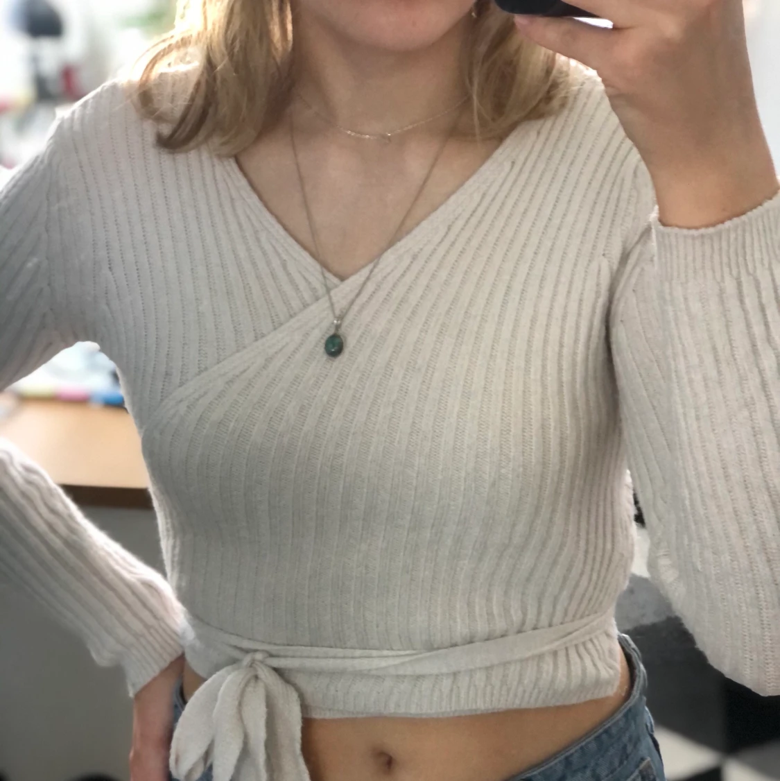 ribbad beige kofta - 91