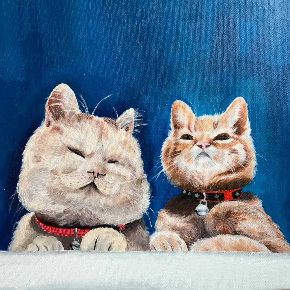 cat painting 🐱💙 painted by me (Anna Schweitz). Övrigt.