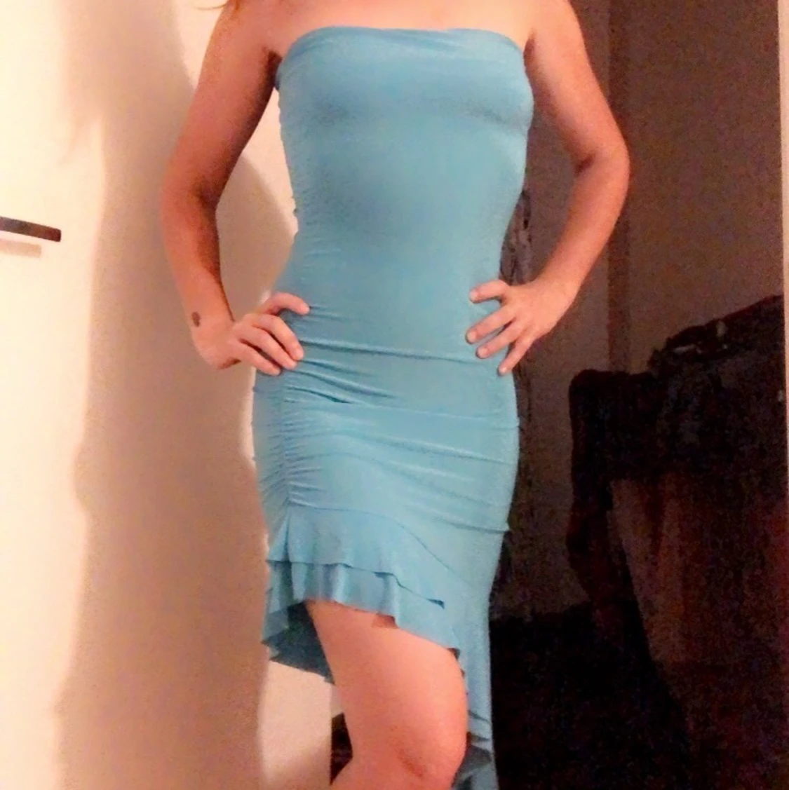 Turkos klänning M/S strechty