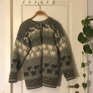 Harry Styles-kofta - Handstickad grön kofta med ursöta får på, jag tycker att den har lite Harry Styles-vibes!! Så snygg trots ett litet hål på ett ställe, skickar bild om det finns intresse🦋🦋 möts upp i Stockholm eller fraktar för 66kr🌷 pris kan diskuteras vid snabb affär!