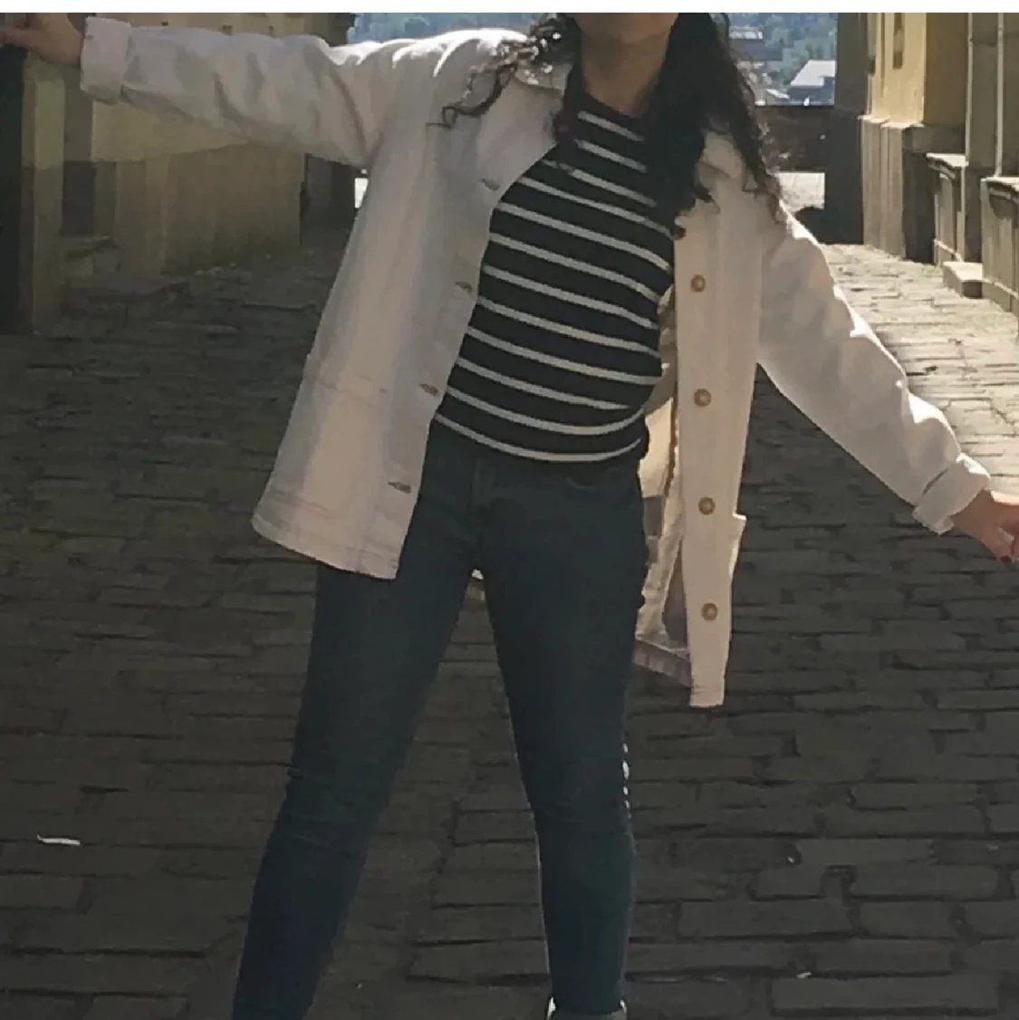 PULL&BEAR vit oversized jeansjacka 