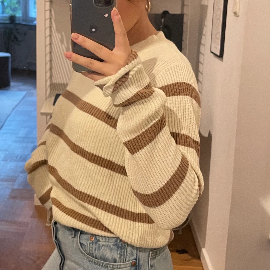 Stickad randig tröja - 90