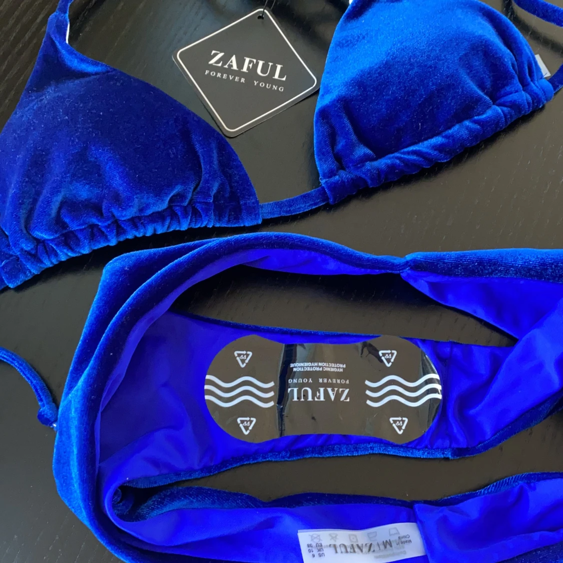 Blå velvet bikini - 91