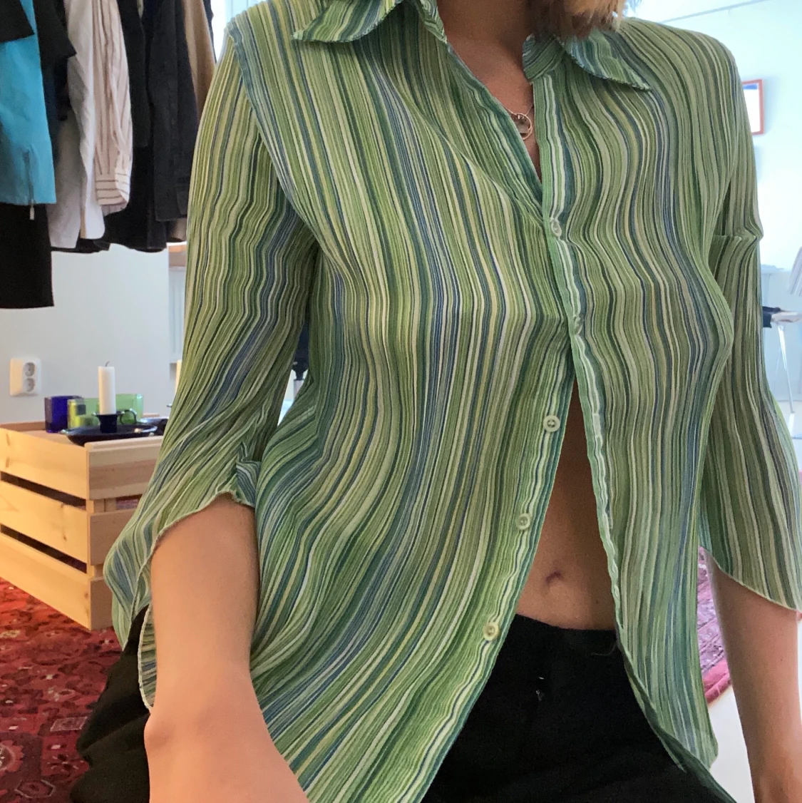 Grön chifong skjorta