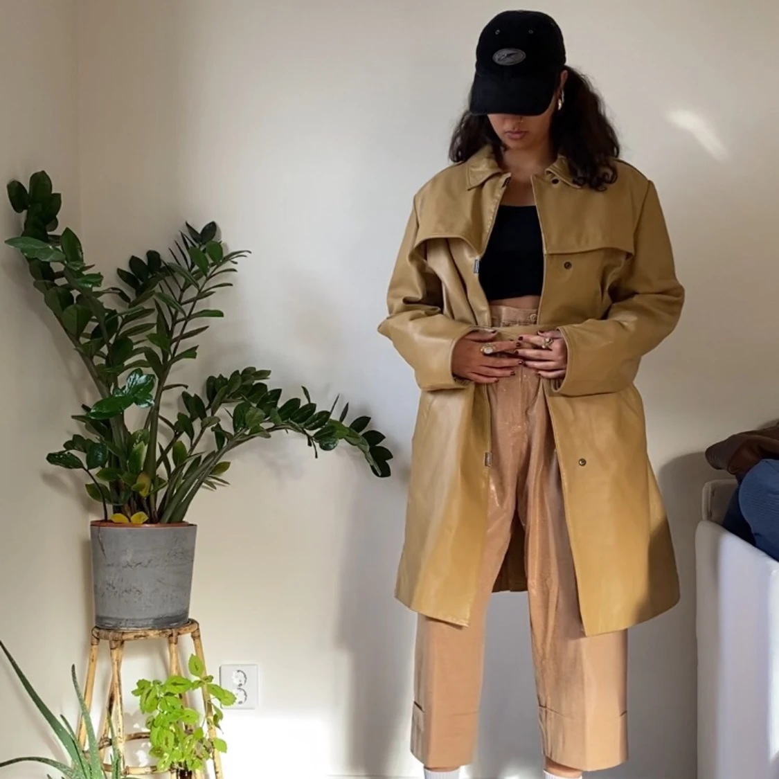 Beige läderjacka s.46