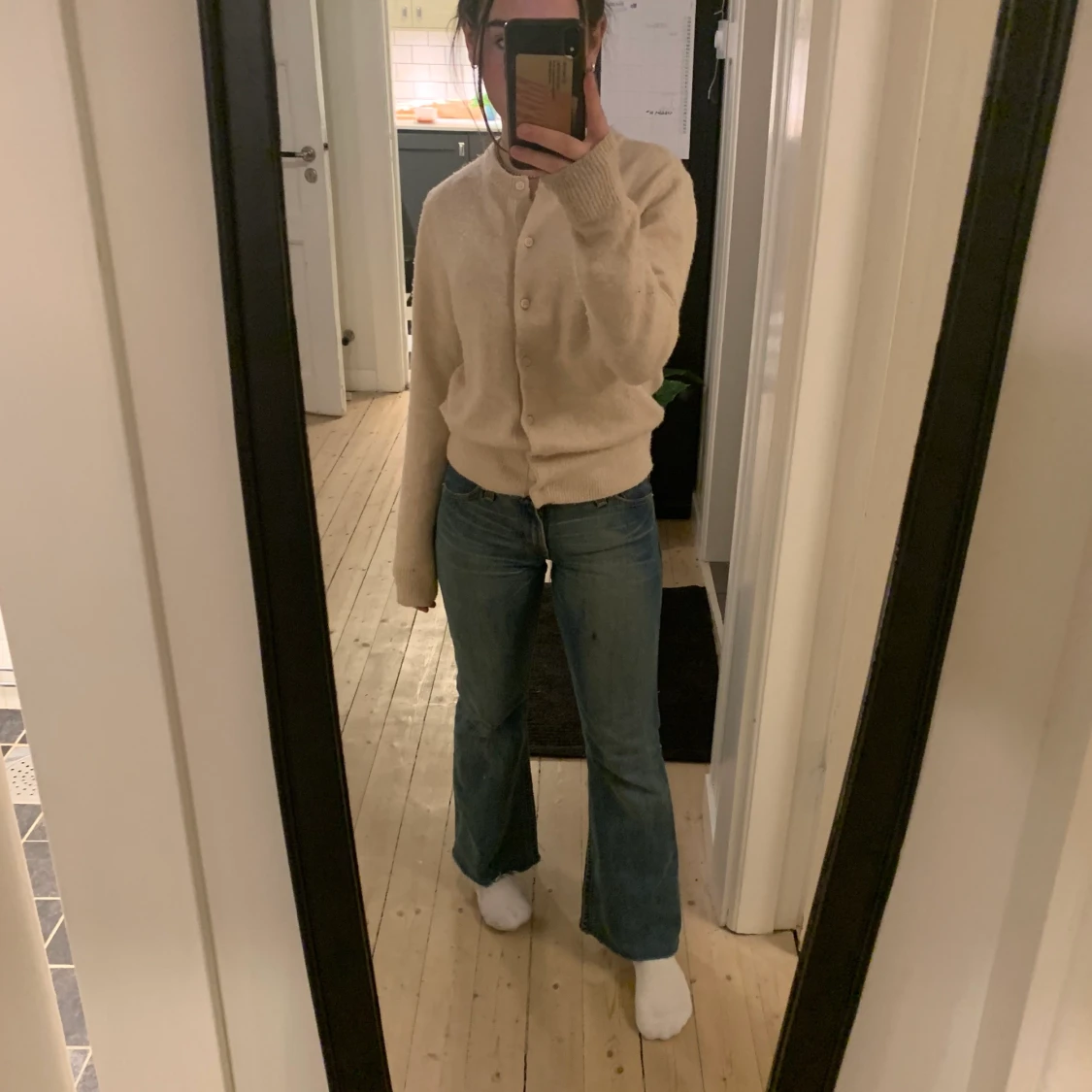 Stickad knapp tröja - 90