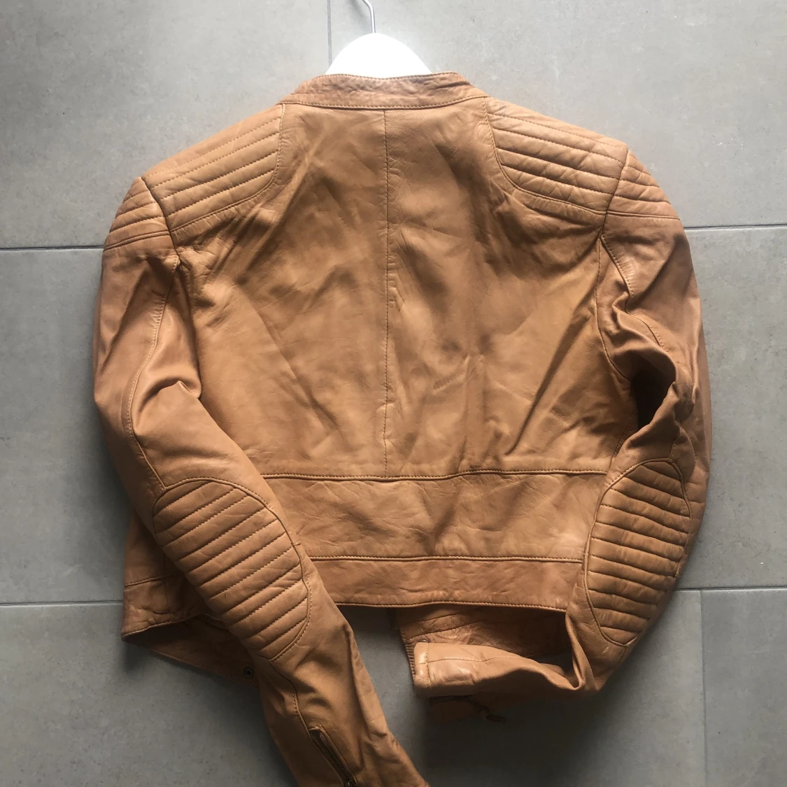 Kort Skinnjacka beige  - 91