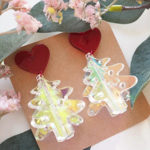 Reflecting Christmas tree 🎄 earrings  - Earrings made from acrylic - light weight- colorful 