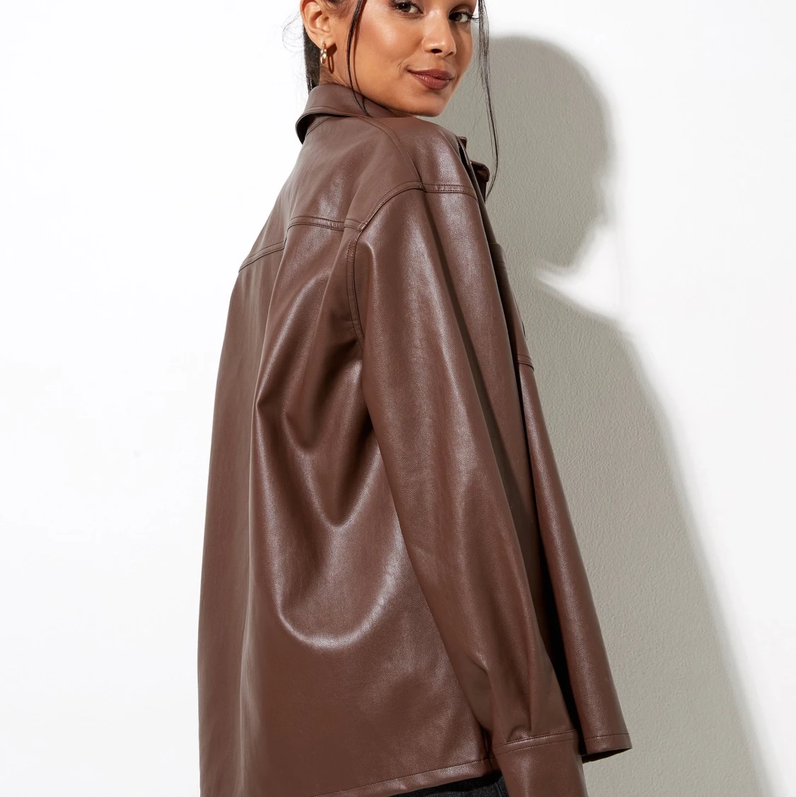 SKIT SNYGG BRUN LÄDER KAVAJ/JACKA - 90