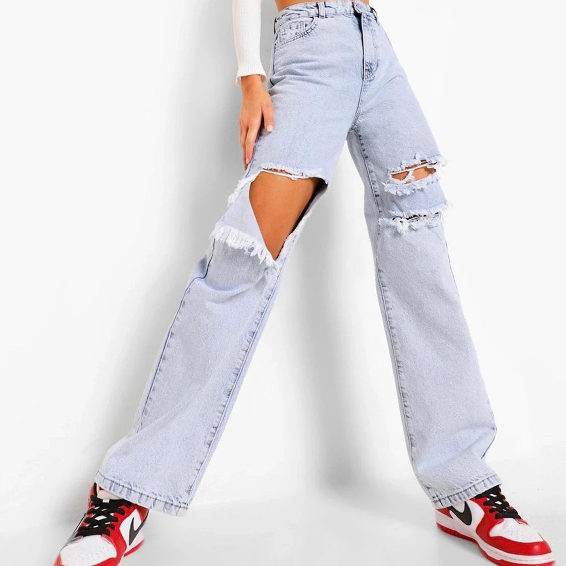 Slitna raka jeans
