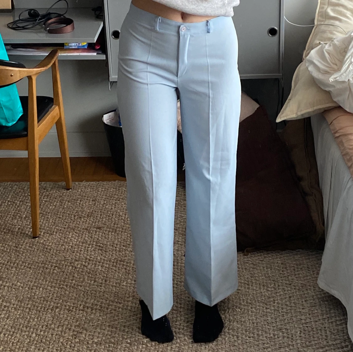 ljusblåa kostymbyxor