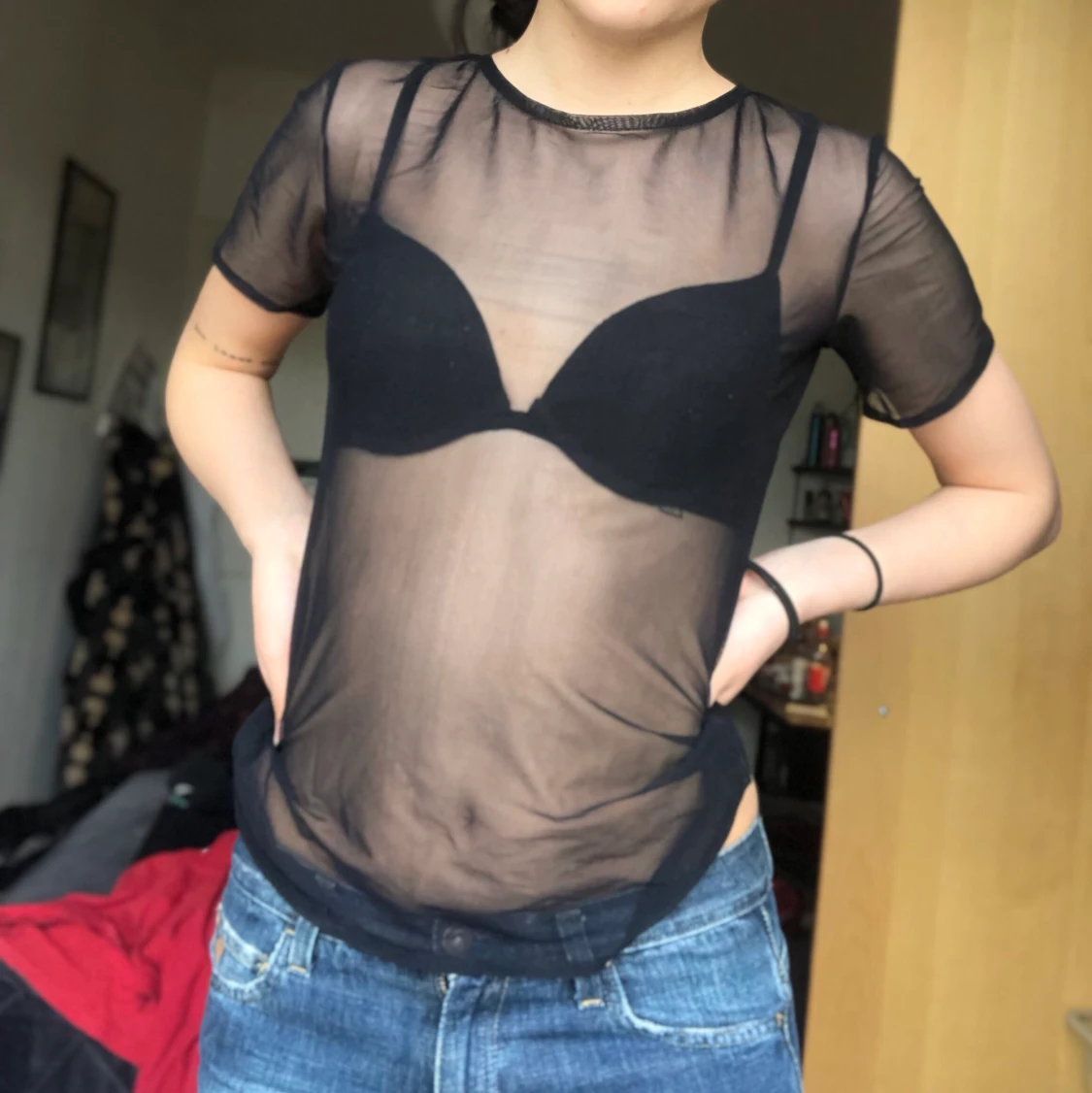 Genomskinlig mesh tröja 