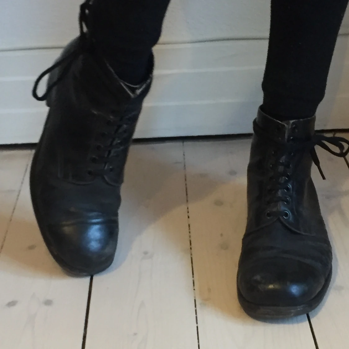 Svarta vintage läderskor - 90