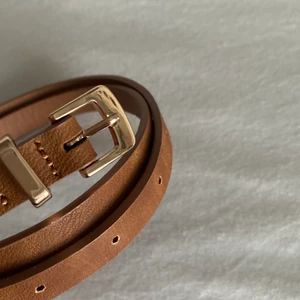 Brunt skärp - Brunt smalt skärp med gulddetaljer! Aldrig använt :)