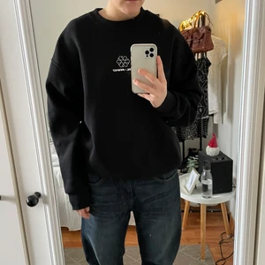 Sweatshirt  - En snygg och otroligt skön samt varm sweatshirt från madlady. Tröjan har den perfekta boxiga modellen och ett coolt tryck på ryggen. Dessvärre har trycket spruckit lite (pga tvätt i för hög värme), men det är inget som syns på avstånd, se bild 3. Jag bär vanligtvis S och denna sitter perfekt overzied på mig. 