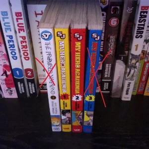 Manga  - 2 volymer av My hero academia och den första volymen av The promised neverland, inga av böckerna har tydliga defekter och dem är inte solblekta❤️ vill inte fortsätta samla på serierna därför säljer jag dem. [the promised neverland och 3 av mha är sålda]