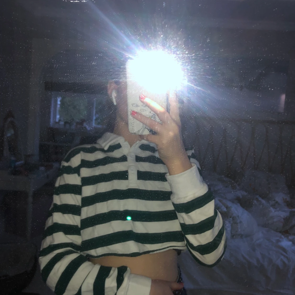 Grön/vit randig tröja! Storlek xs  - 91