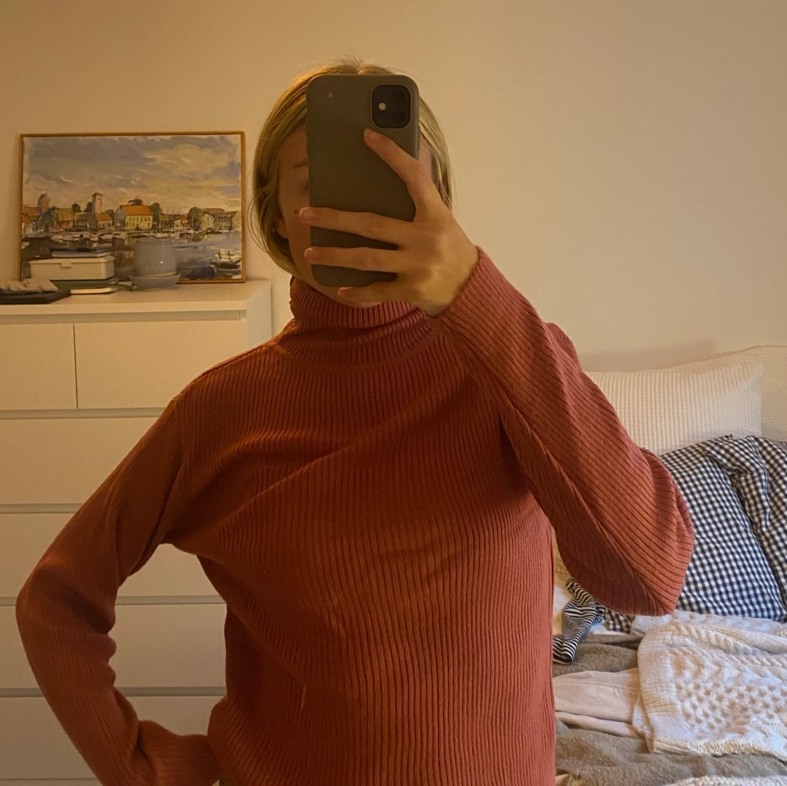 Rosa stickad polotröja!