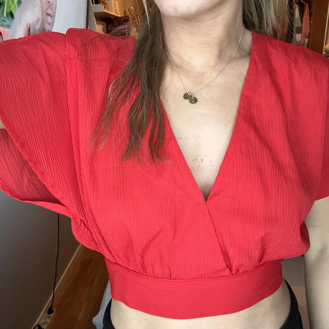 Röd topp med knytning i ryggen - 91