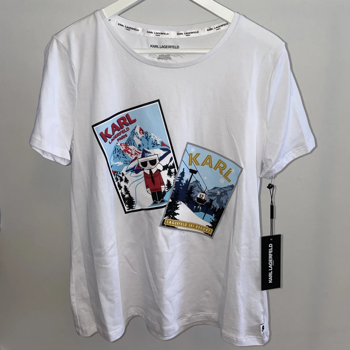 T-shirt med tryck, Karl Lagerfeld, skidtema