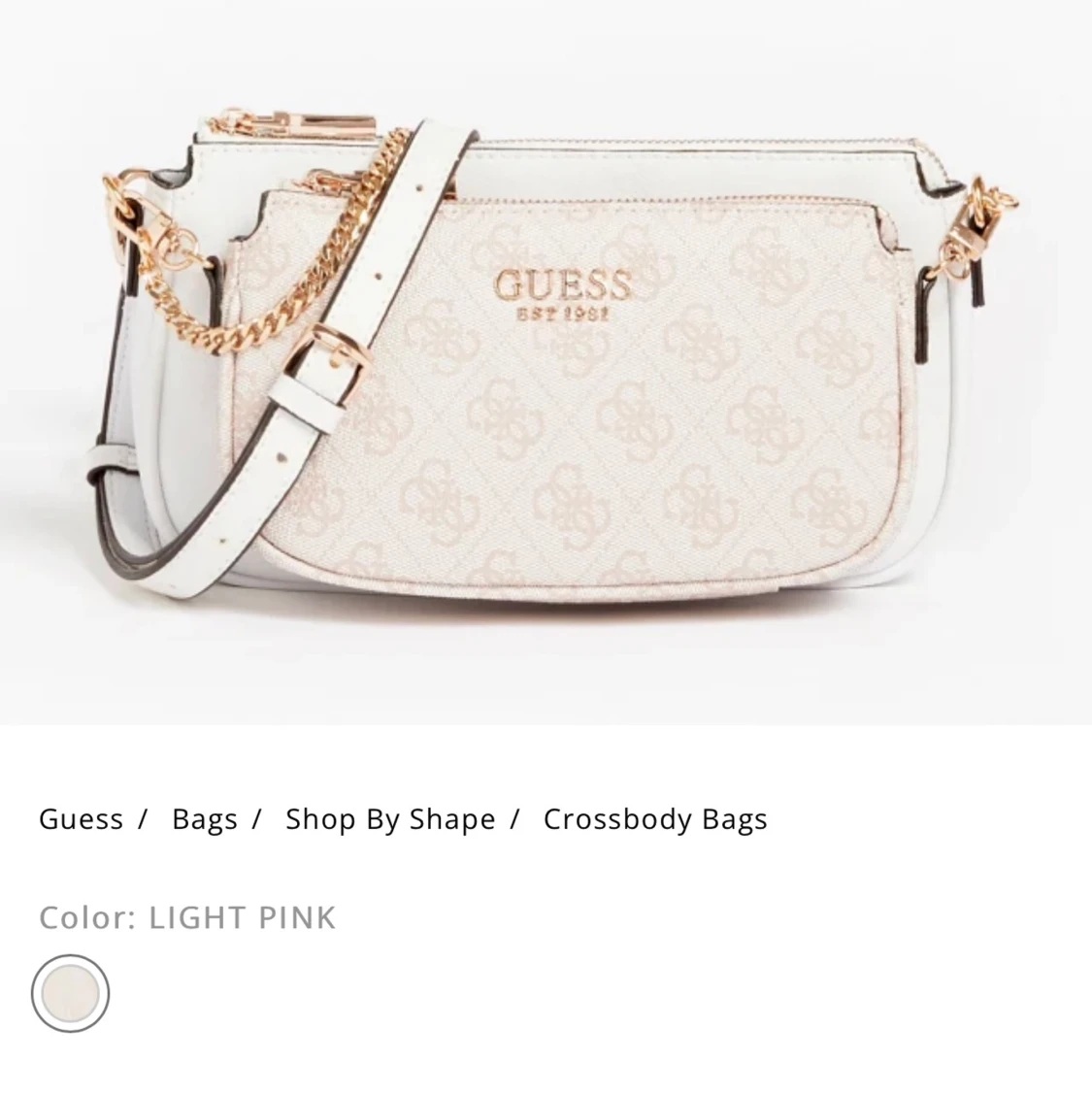 Guess mika crossbody pouch vit rosa väska ny 