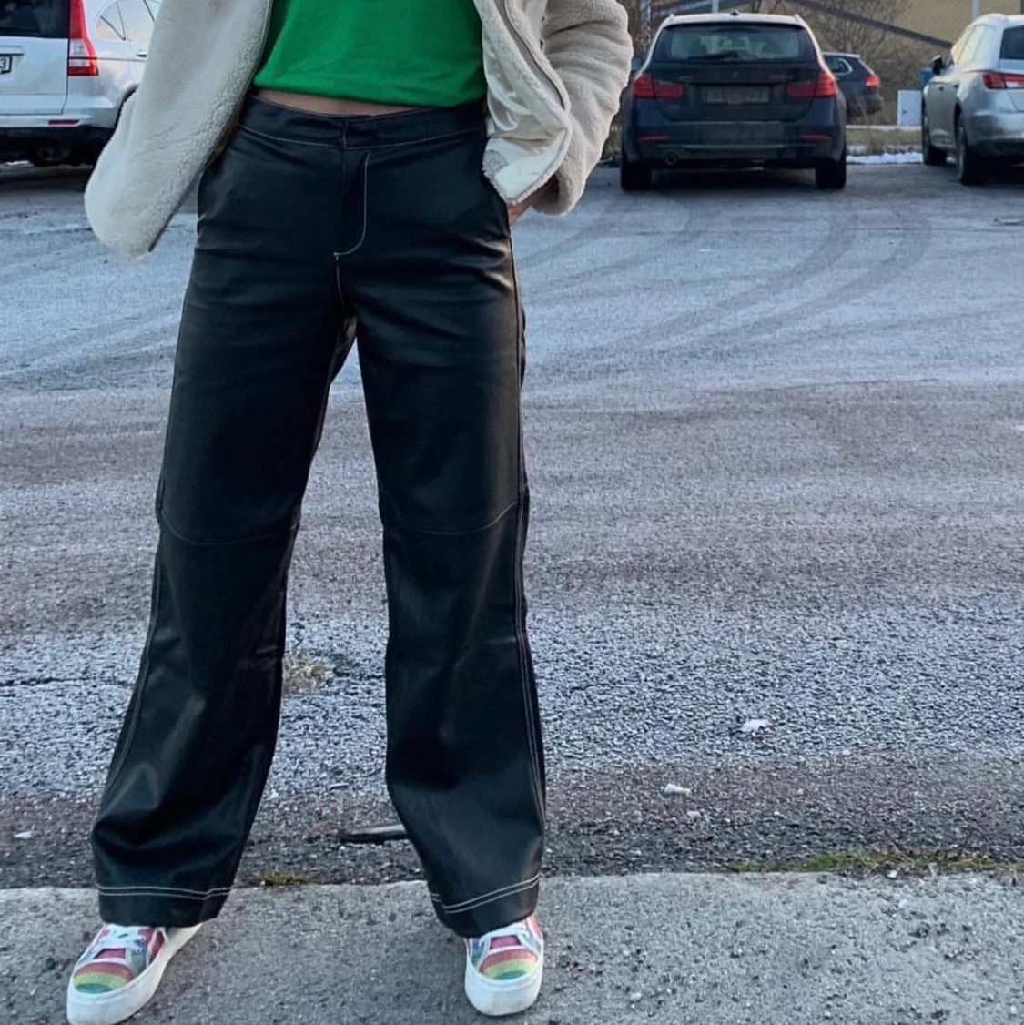 Skinnbyxor med vita sömmar från Zara