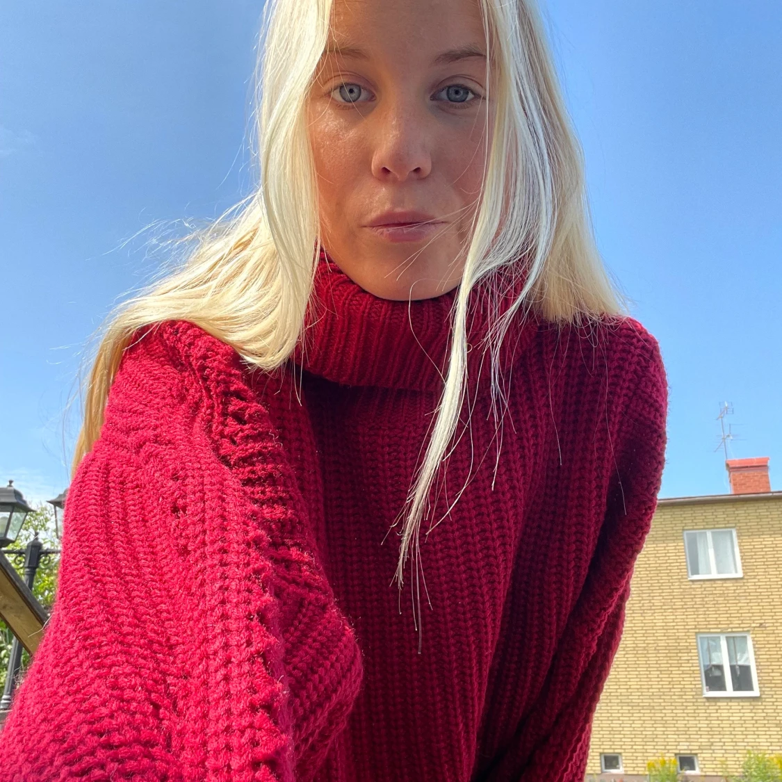 Stickad tröja med polokrage - 90