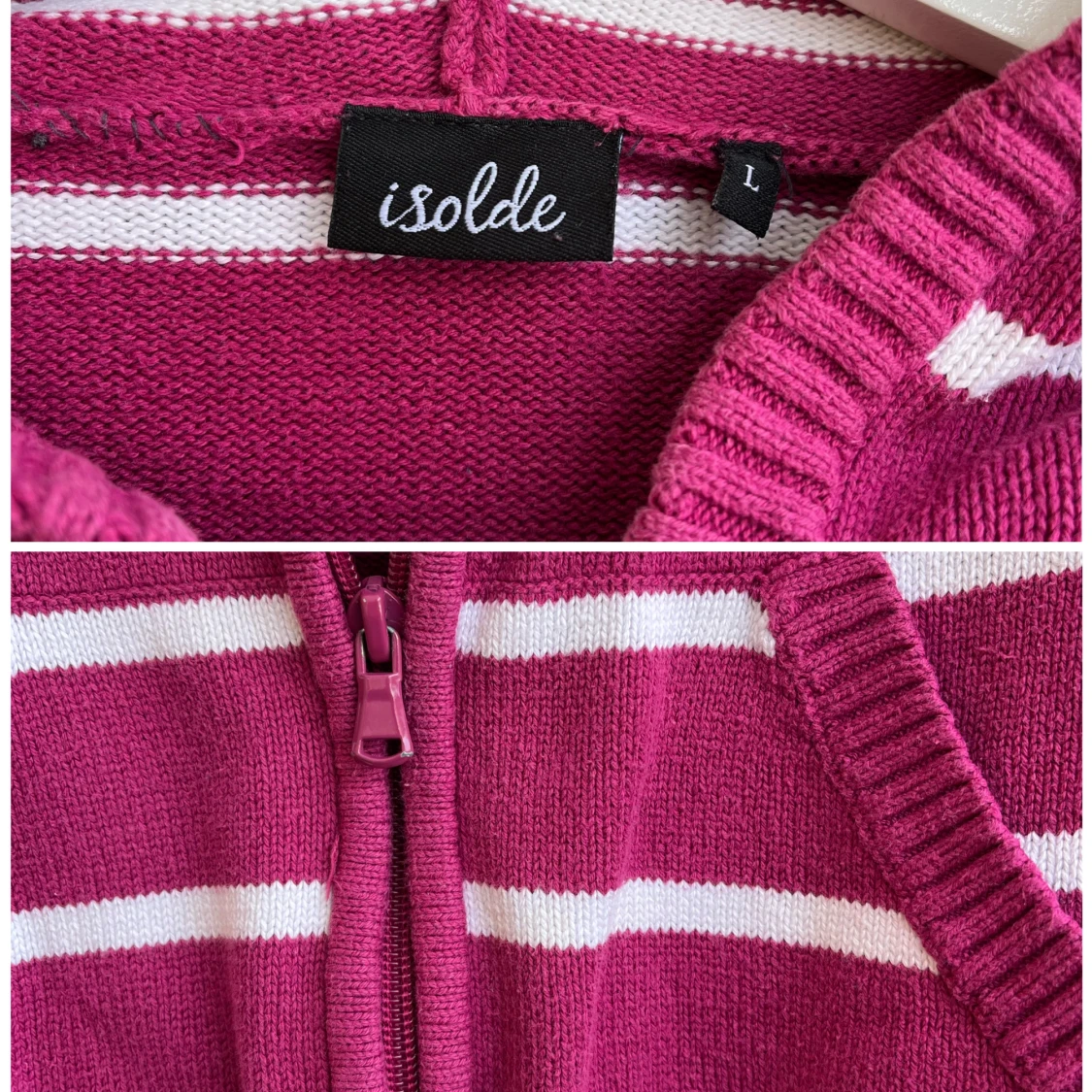 Stickad huvtröja med dragkedja - 91