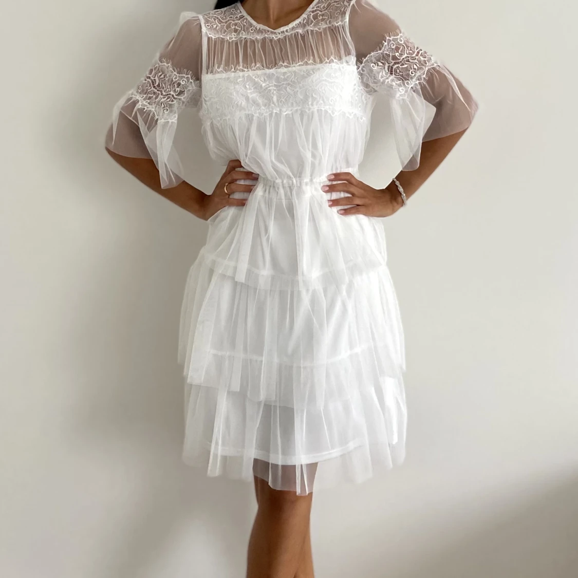 Vit klänning/ student  - 90