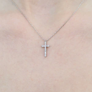 kors halsband med rhinestones - silver korshalsband med rhinestones