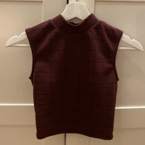 Rutig topp❣️ - Superfin vinröd och rutig topp med lite krage och i lite tjockare material från Hollister.  Använd men i gott skick och stängs med två knappar i nacken. Säljer då den tyvärr börjar bli lite liten.❣️