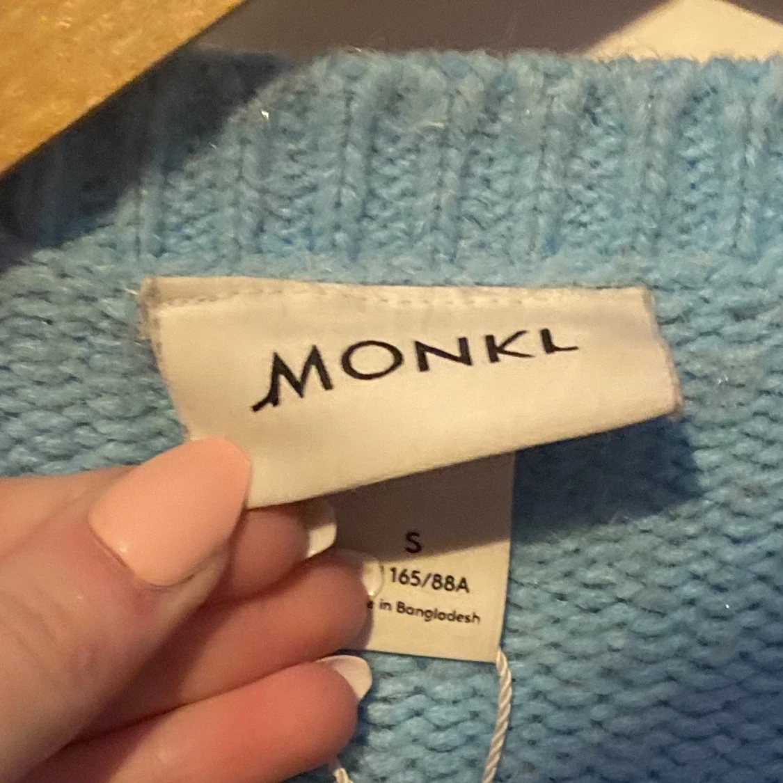 Blå stickad tröja  - 90