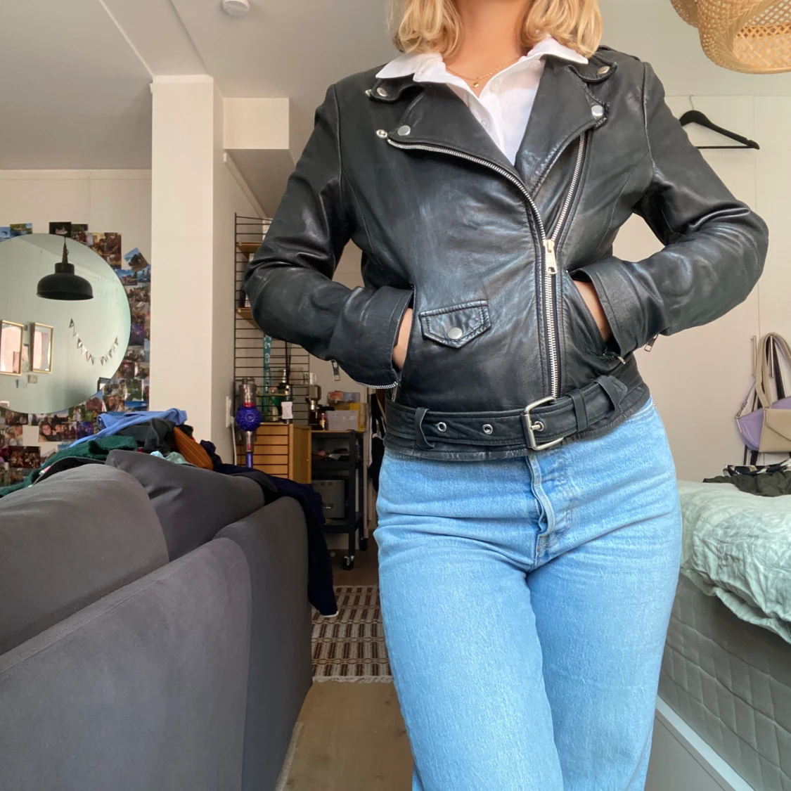 Svart skinnjacka - 90