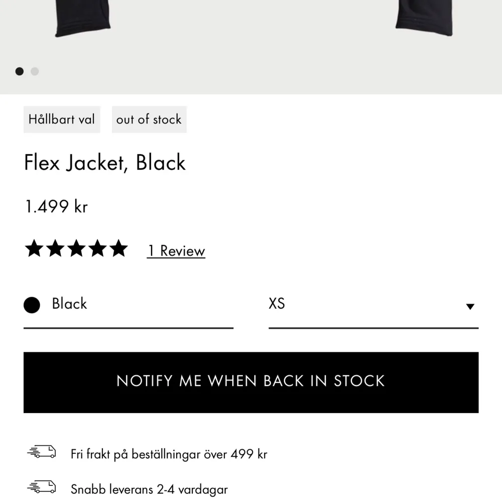 Röhnisch Flex Jacket, Black i stel XS. Slutsåld träningsjacka inköpt i september 2021. Säljes pga för liten. Nypris 1499:-. Jackor.
