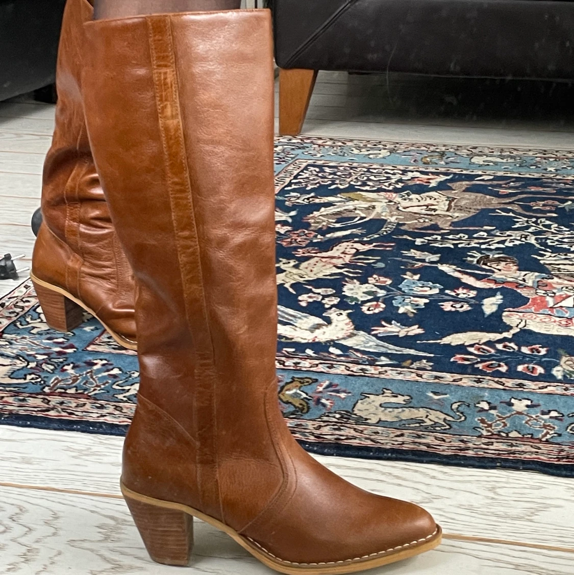 Bruna skinnstövlar  - 90